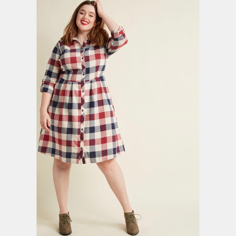 Modcloth Jam, Girl Shirt Dress in Mixed Berry